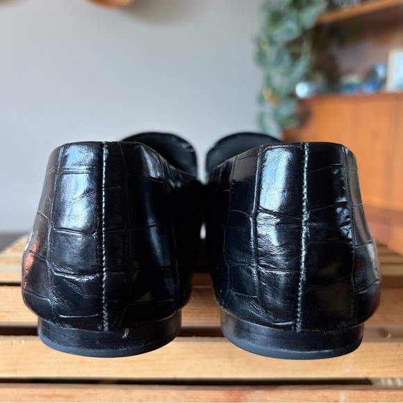 Veronica Beard Griffin Loafer Glossy Black Crocodile-Embossed Leather Women’s 11 - Picture 4 of 10